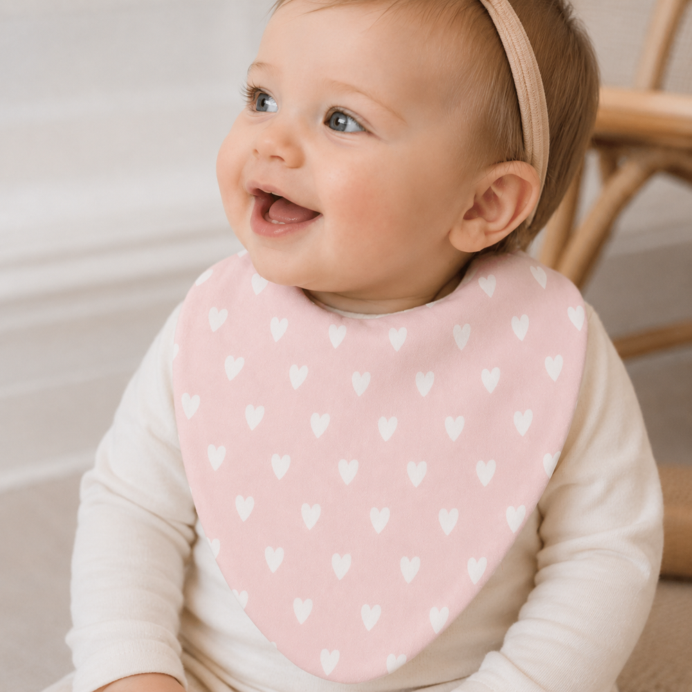 Pink Hearts Waterproof Dribble Bib