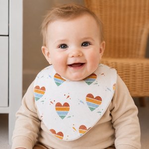 Rainbow Hearts Waterproof Dribble Bib