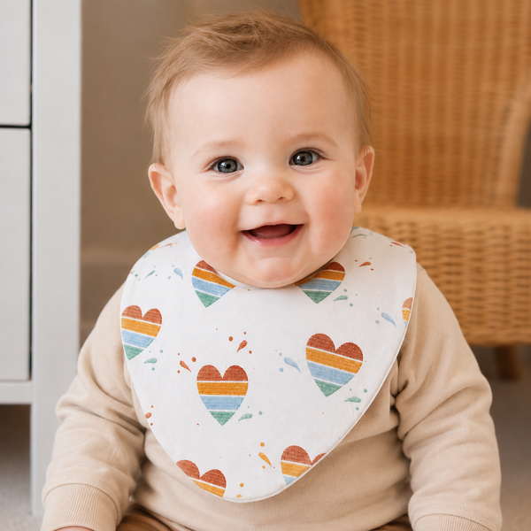 Rainbow Hearts Waterproof Dribble Bib