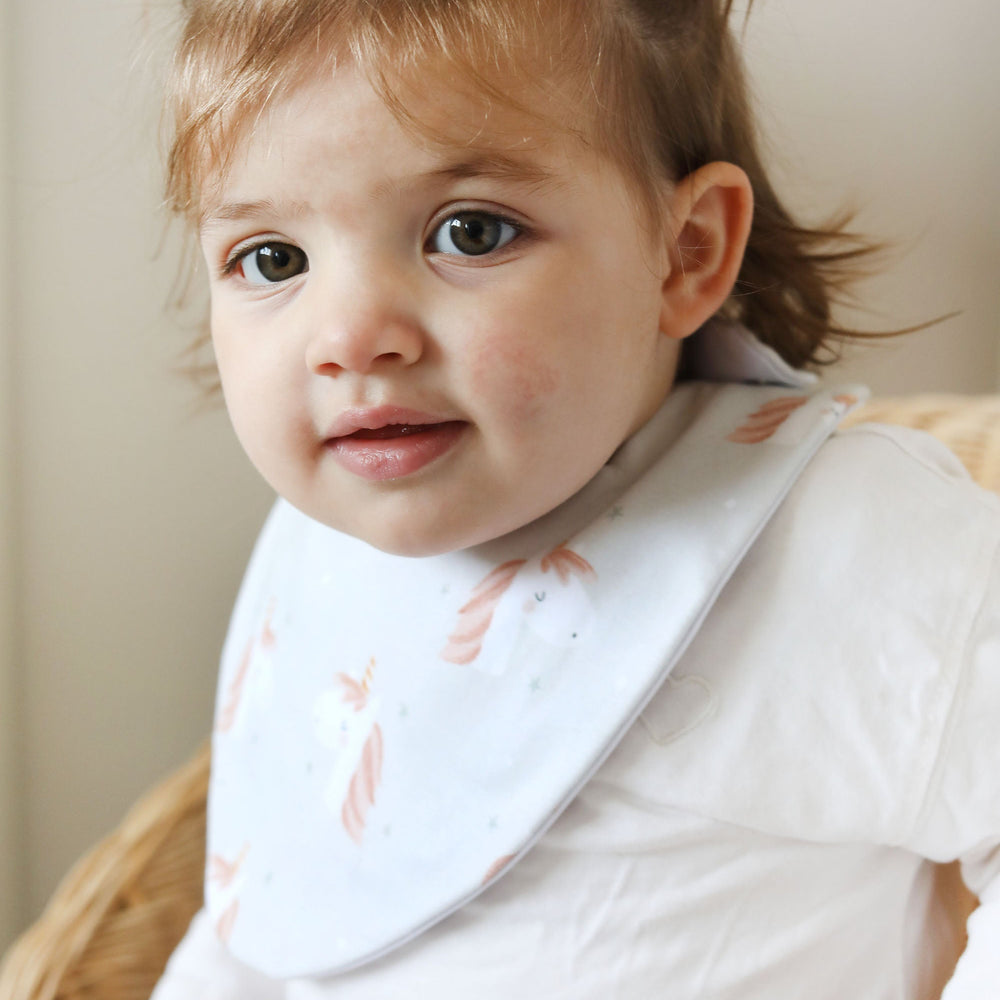 Grey Unicorn Waterproof Dribble Bib