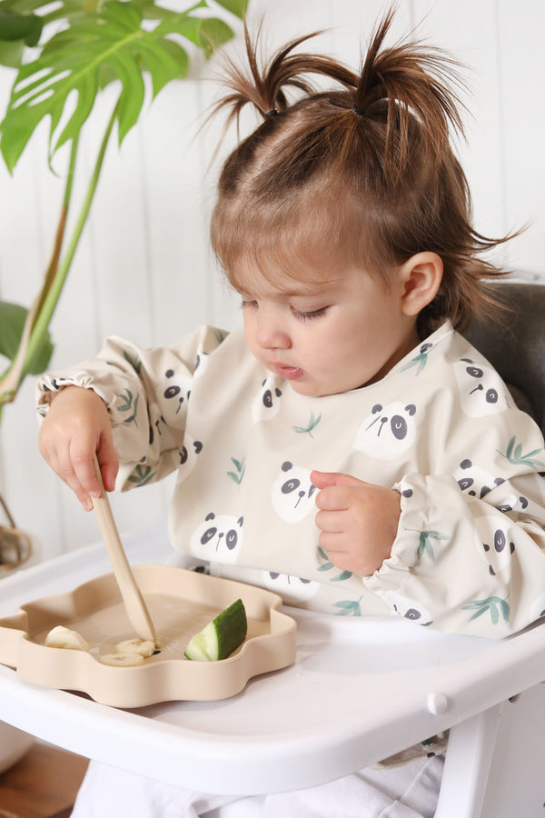 Panda Feeding Bib - Long Sleeve