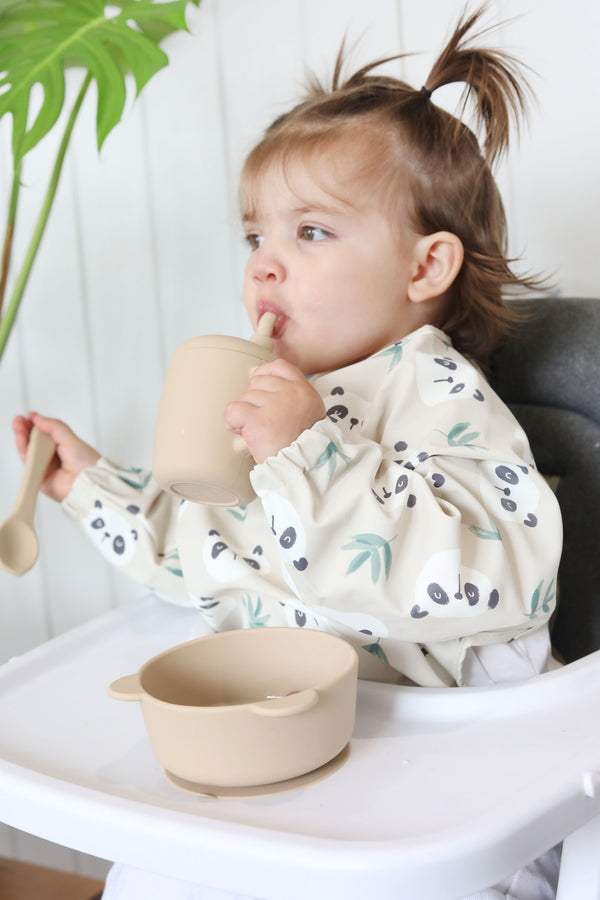 Panda Feeding Bib - Long Sleeve