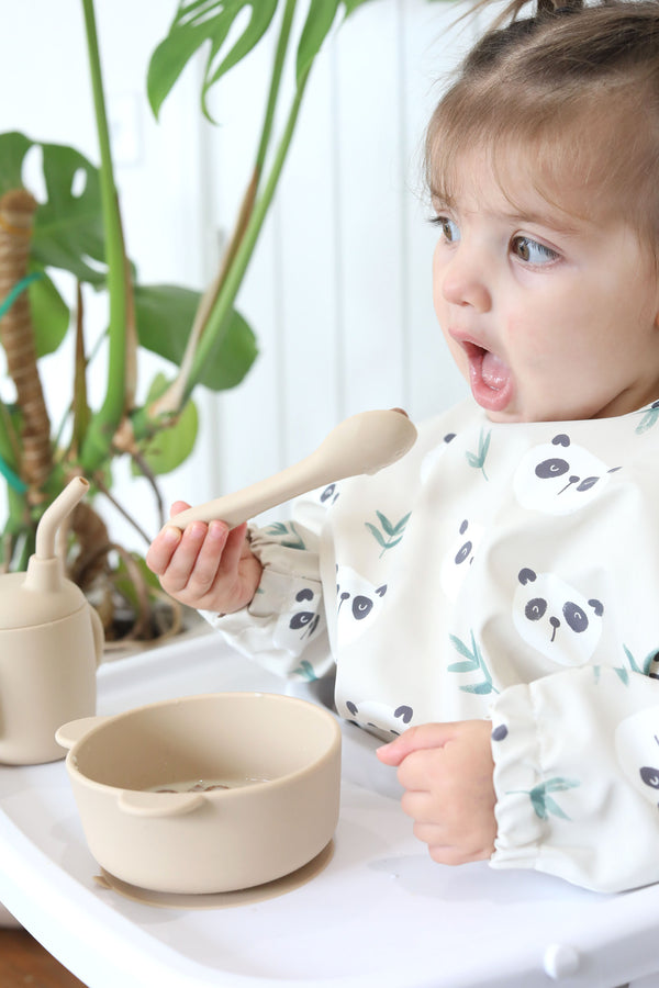 Panda Feeding Bib - Long Sleeve