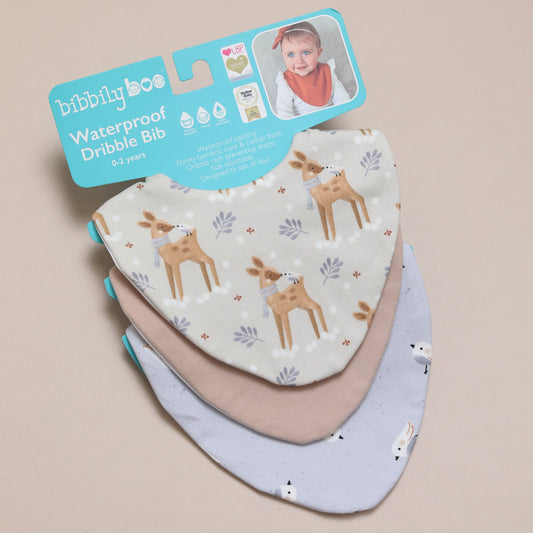 Deer & Birds Bundle of 3 Waterproof Dribble Bibs
