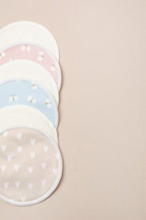 Waterproof Bamboo Breast Pads – Beige Hearts