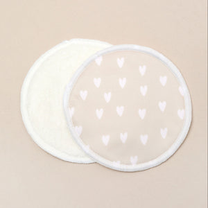 Waterproof Bamboo Breast Pads – Beige Hearts