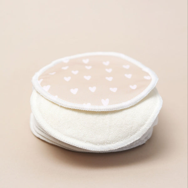 Waterproof Bamboo Breast Pads – Beige Hearts