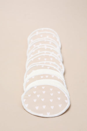 Waterproof Bamboo Breast Pads – Beige Hearts