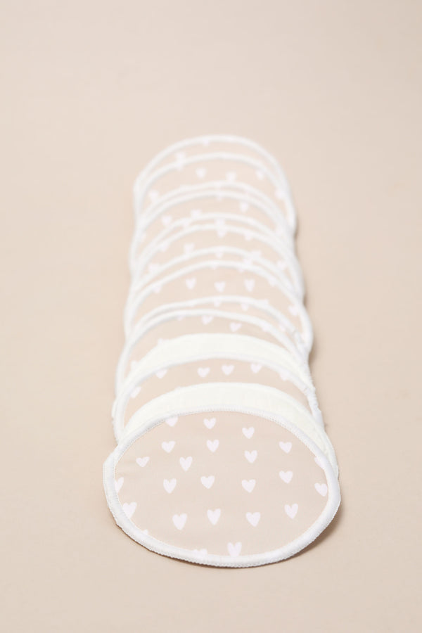 Waterproof Bamboo Breast Pads – Beige Hearts