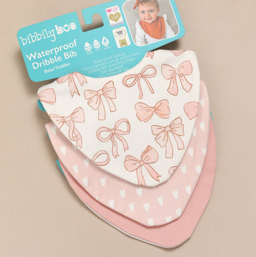 Starter Bib Set - Pink Hearts & Bows