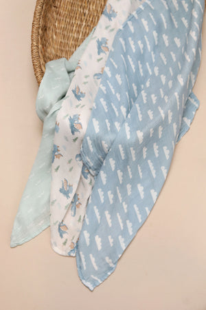 Bamboo Muslin Cloths 3 Pack - Little Dragons