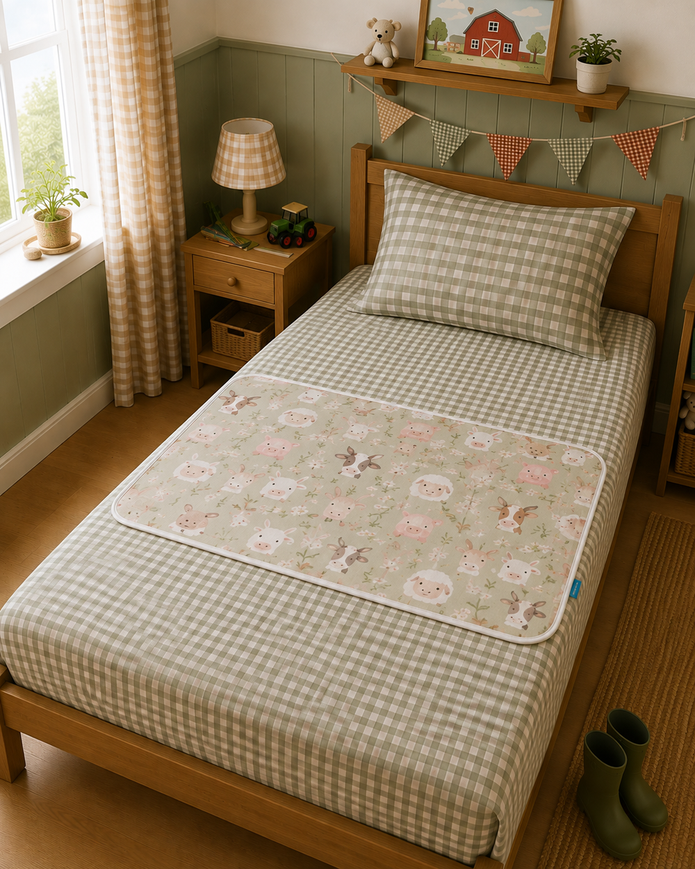 Waterproof Cot Bed & Mattress Protector  – Farm Yard Faces