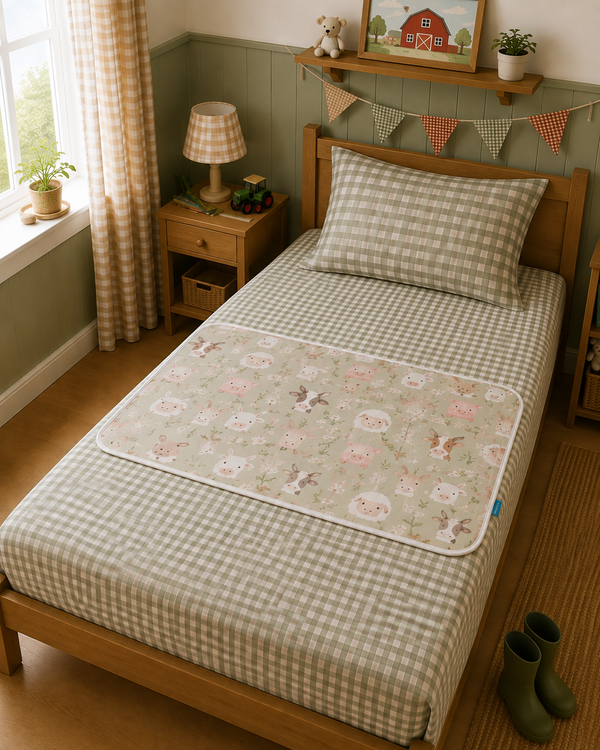 Waterproof Cot Bed & Mattress Protector  – Farm Yard Faces