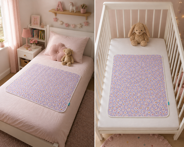Waterproof Cot Bed & Mattress Protector – Lilac Daisies