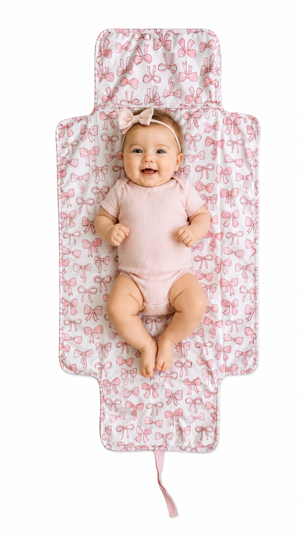 Pocket Changing Mat – Pink Bows