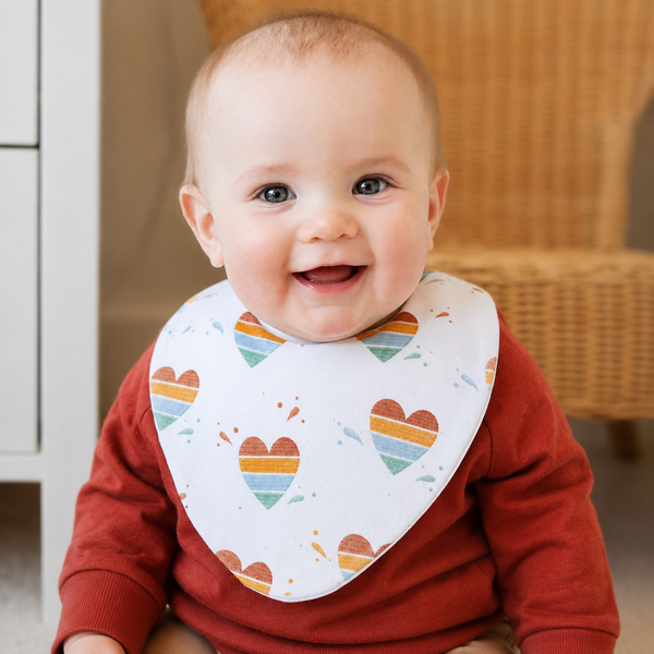 Rainbow Hearts Waterproof Dribble Bib