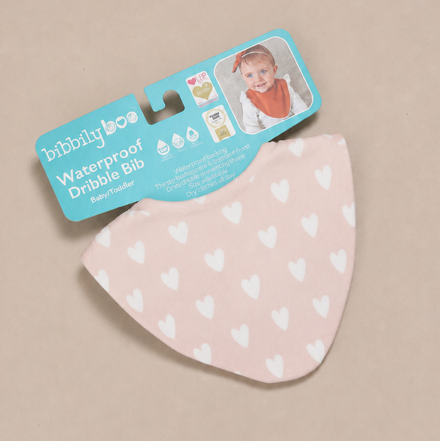 Pink Hearts Waterproof Dribble Bib