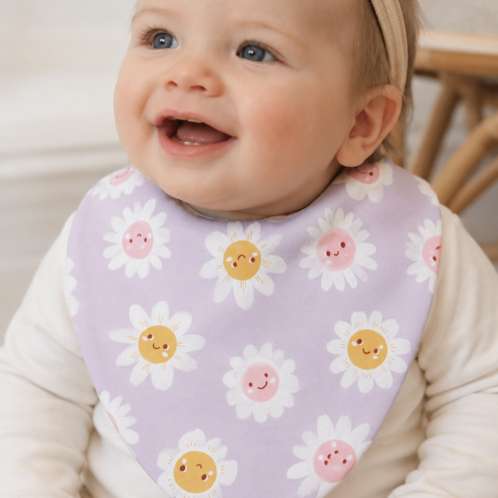 Lilac Daisies Waterproof Dribble Bib