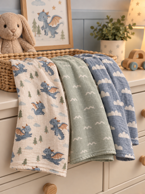Bamboo Muslin Cloths 3 Pack - Little Dragons