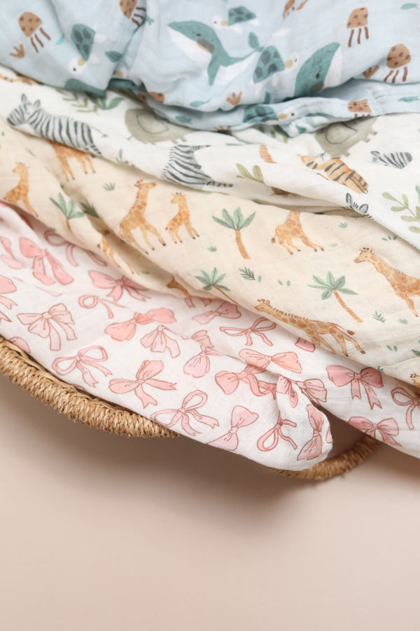 XL Bamboo Muslin - Whales