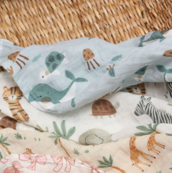 XL Bamboo Muslin - Whales