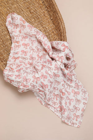 XL Bamboo Muslin - Pink Bows