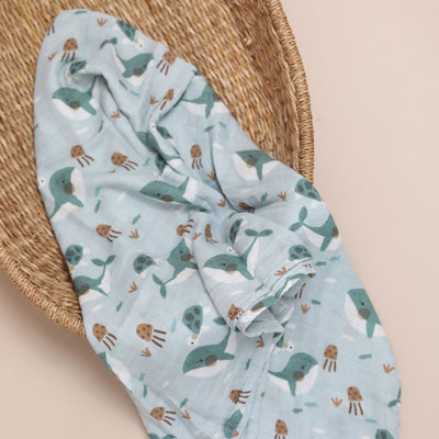 XL Bamboo Muslin - Whales