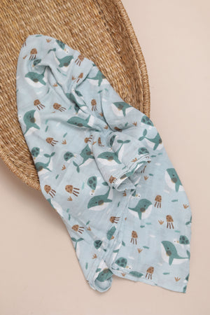 XL Bamboo Muslin - Whales