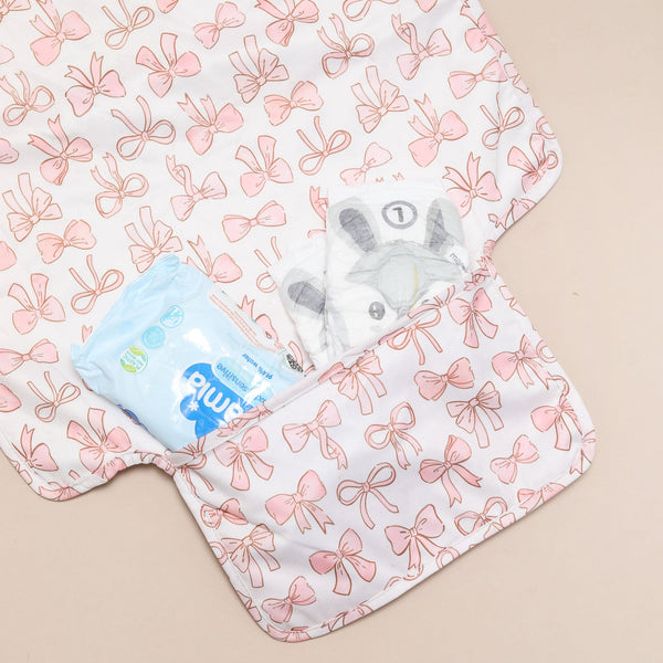 Pocket Changing Mat – Pink Bows