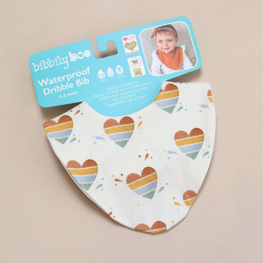 Rainbow Hearts Waterproof Dribble Bib