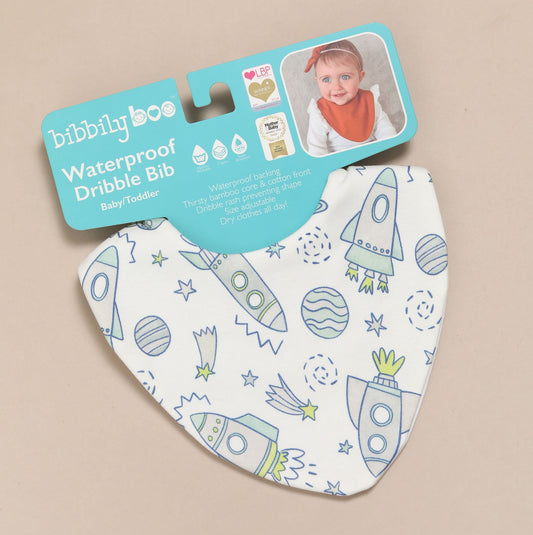 Neon Rockets Waterproof Dribble Bib