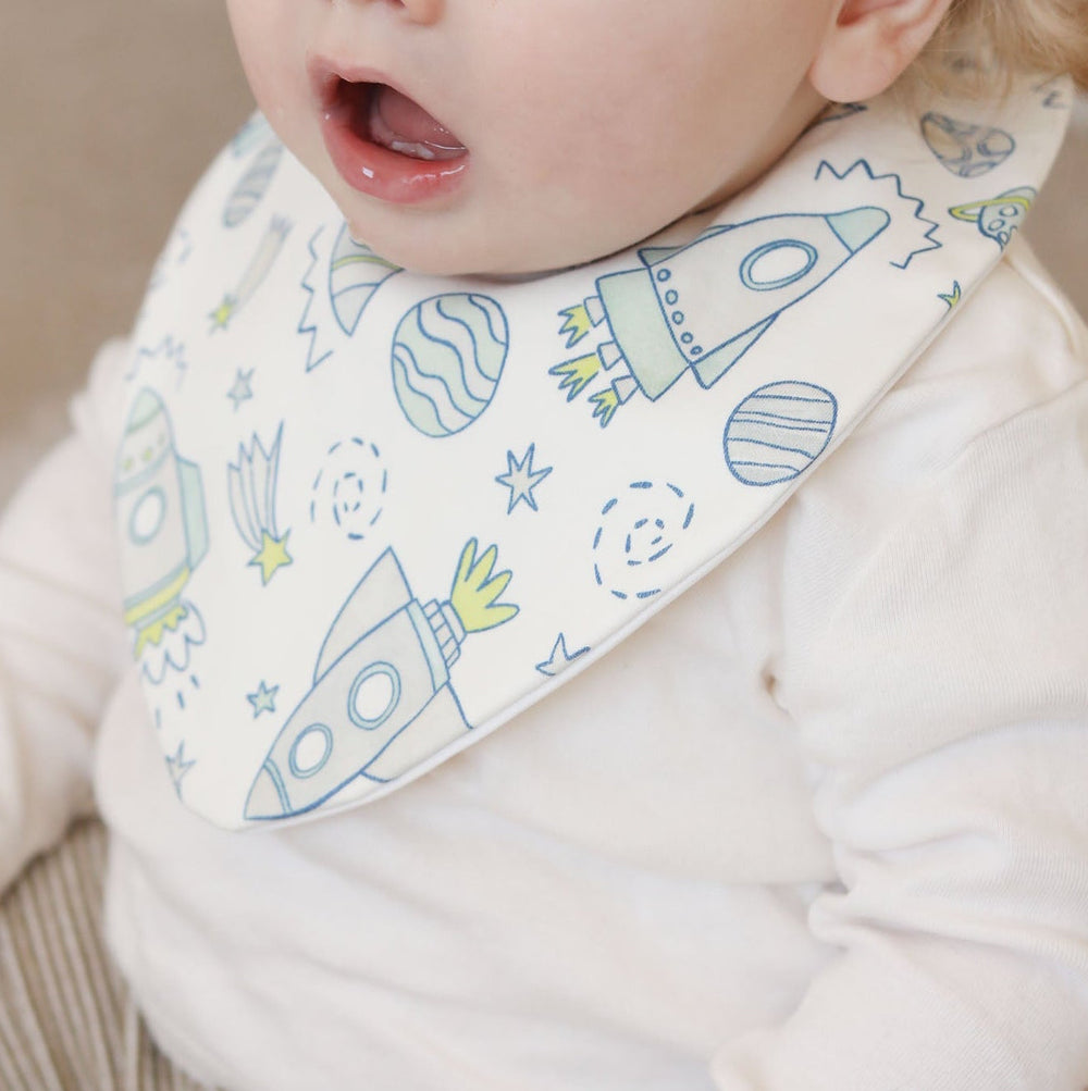 Neon Rockets Waterproof Dribble Bib