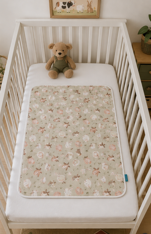 Waterproof Cot Bed & Mattress Protector  – Farm Yard Faces