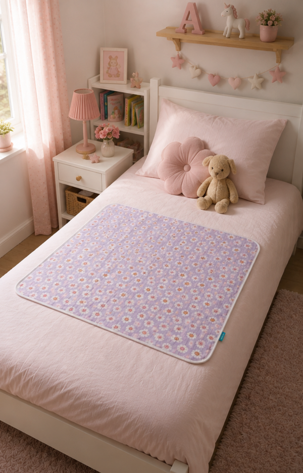 Waterproof Cot Bed & Mattress Protector – Lilac Daisies
