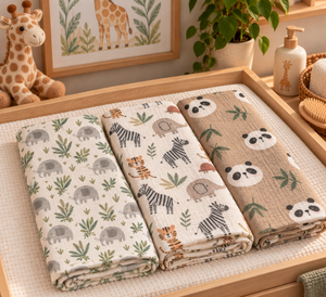 Bamboo Muslin Cloths 3 Pack - Wild Animals
