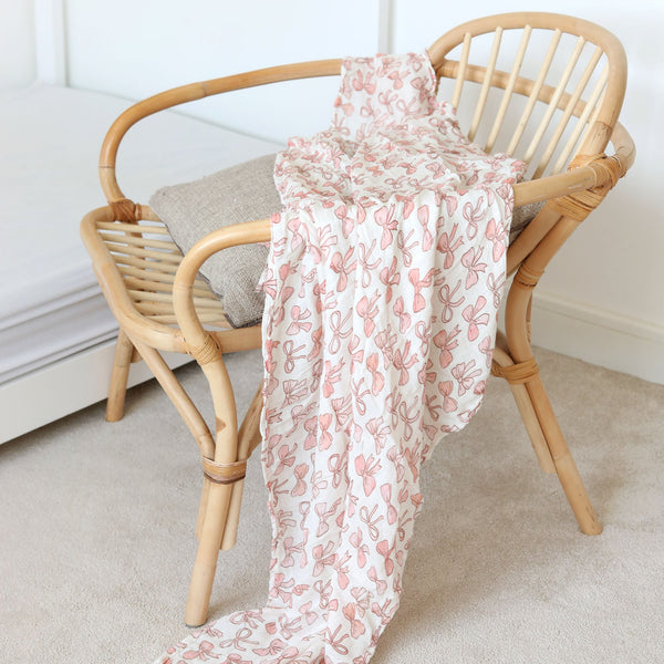 XL Bamboo Muslin - Pink Bows