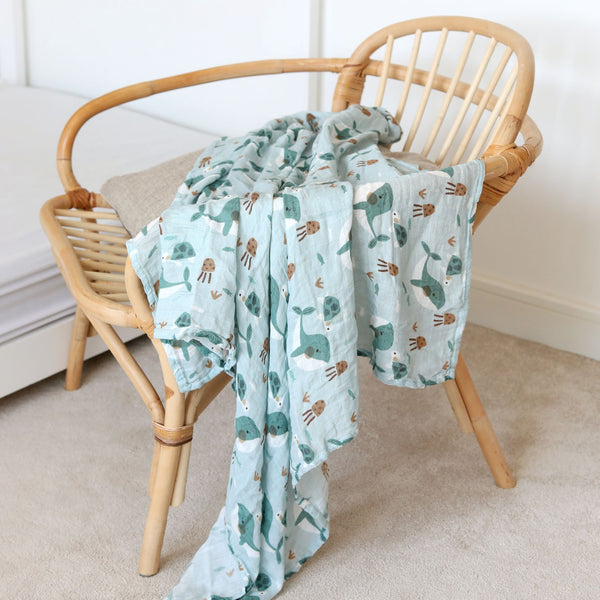 XL Bamboo Muslin - Whales