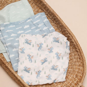 Bamboo Muslin Cloths 3 Pack - Little Dragons