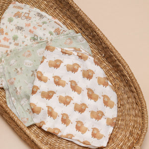 Bamboo Muslin Cloths 3 Pack - Farm Life