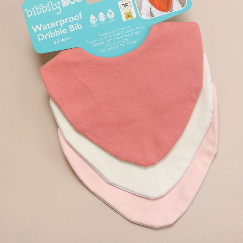 Pink Bundle of 3 Waterproof Dribble Bibs