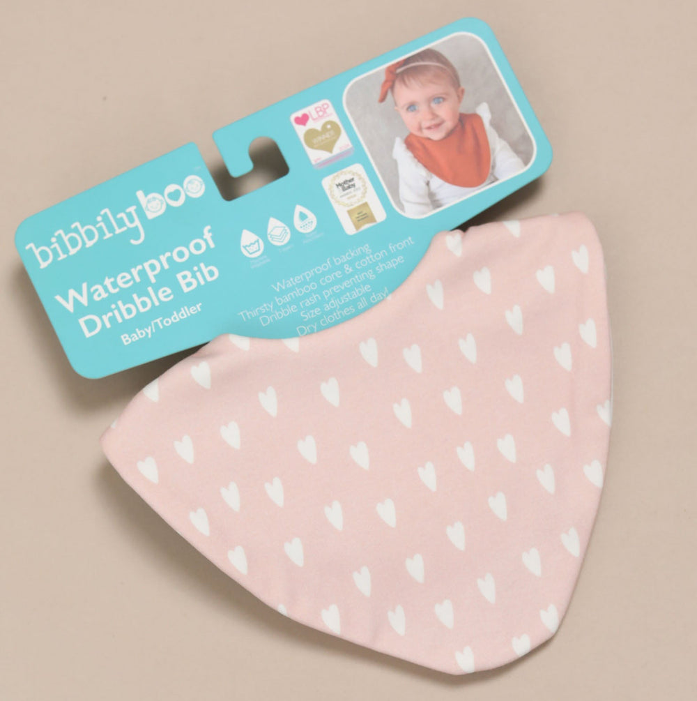 Pink Hearts Waterproof Dribble Bib