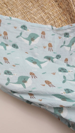 XL Bamboo Muslin - Whales