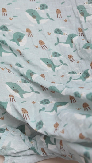 XL Bamboo Muslin - Whales
