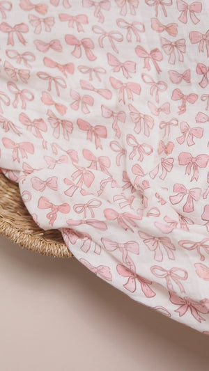 XL Bamboo Muslin - Pink Bows