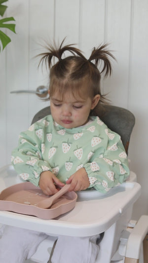 Strawberry Feeding Bib - Long Sleeve