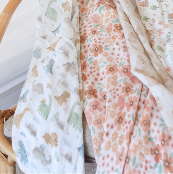 XL Bamboo Muslin - Pink Florals