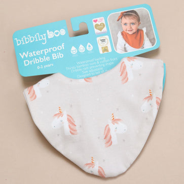 Grey Unicorn Waterproof Dribble Bib